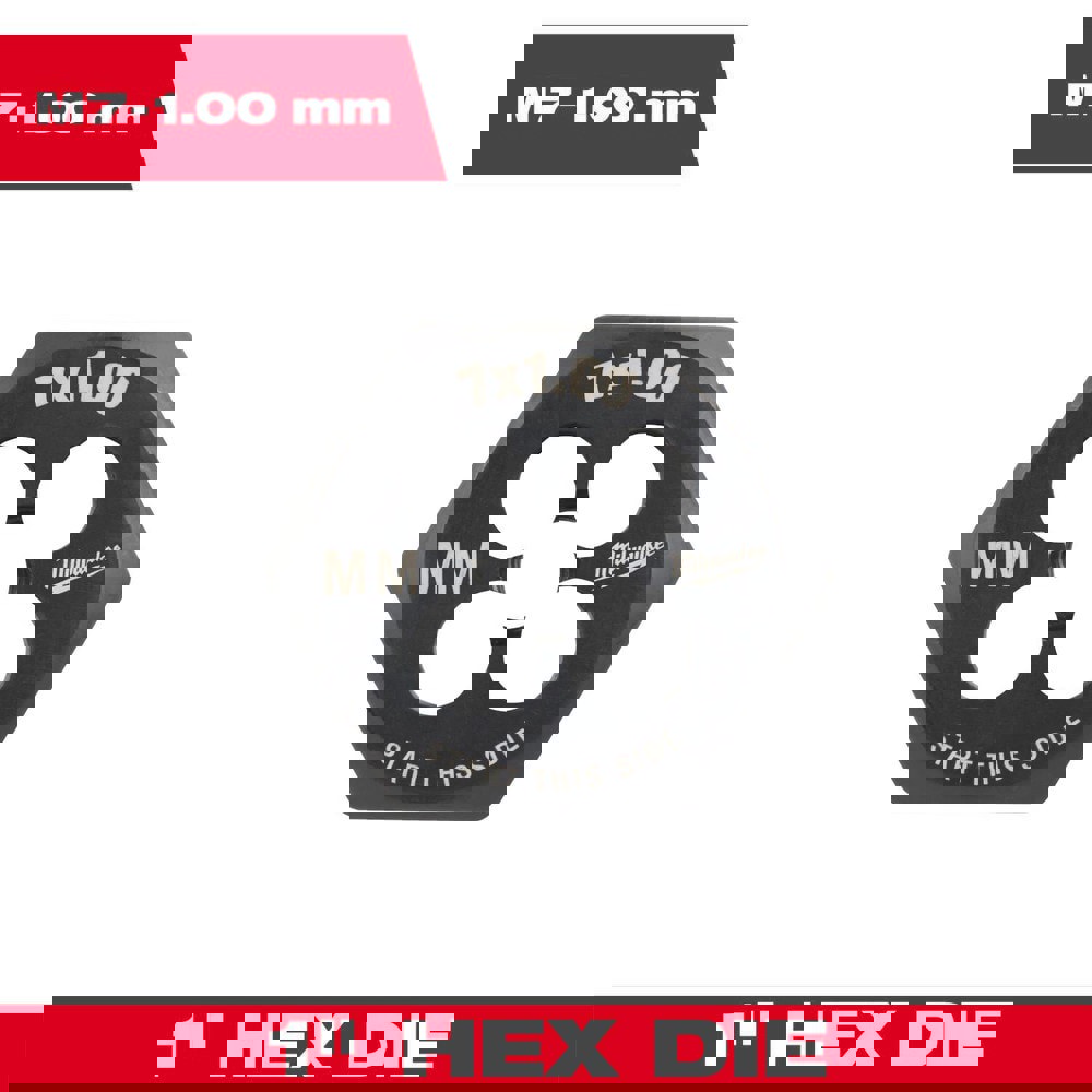 Hex Rethreading Dies; Thread Size (Inch): #7 ; Material: Carbon Steel ; Thread Direction: Right Hand ; Thread Standard: Metric Coarse ; Series: Hex-LOK ; Hex Size (Decimal Inch): 1.0000